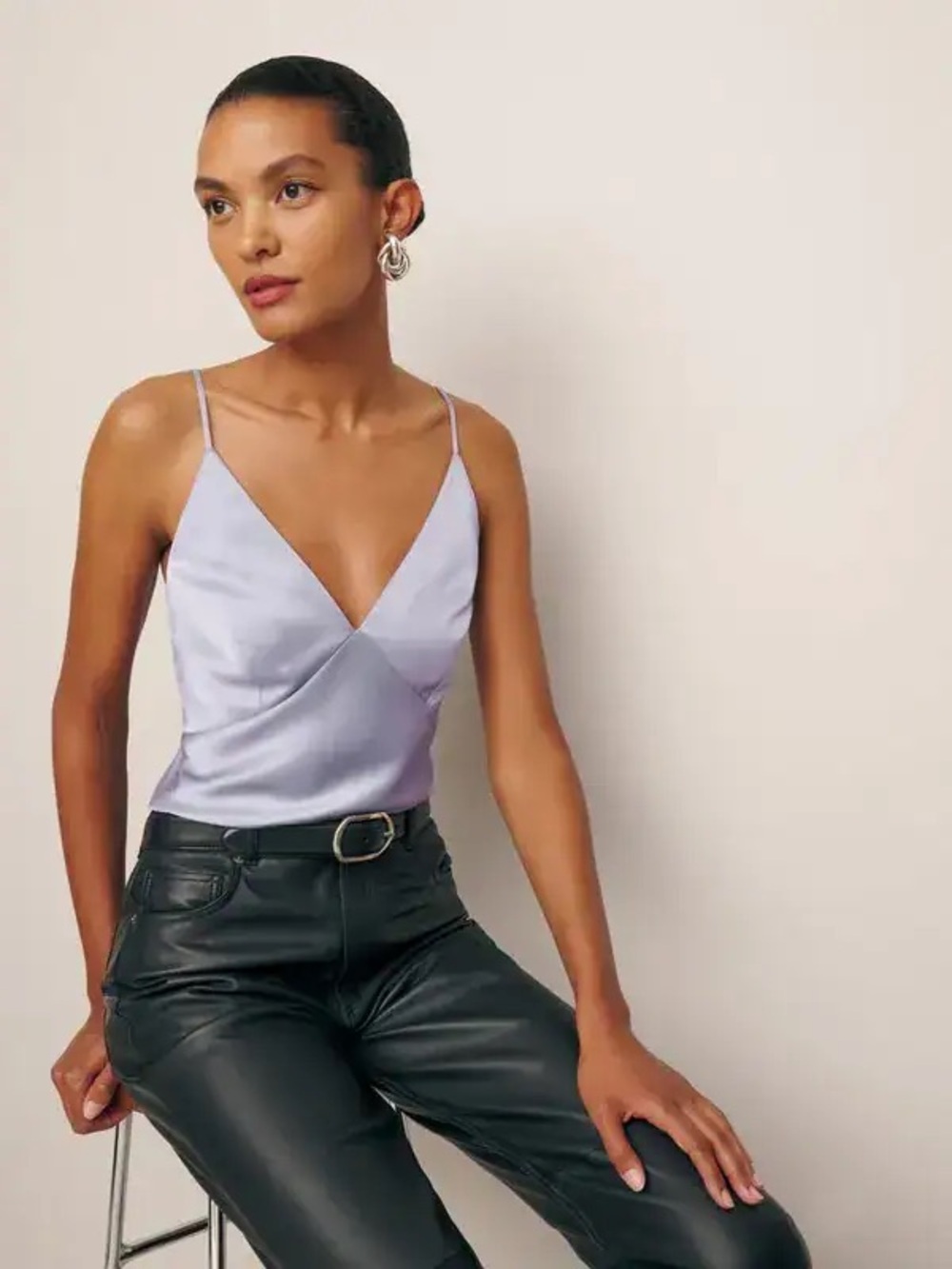 ✨ Reformation Mickey Satin Top Lavender Mist Size Small Silky Sleeveless Blouse